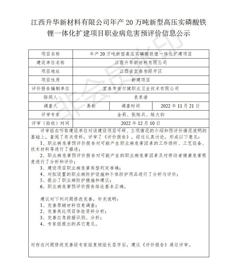 江西升华新材料有限公司年产20万吨新型高压实磷酸铁锂一体化扩建项目职业病危害预评价信息公示_01.jpg